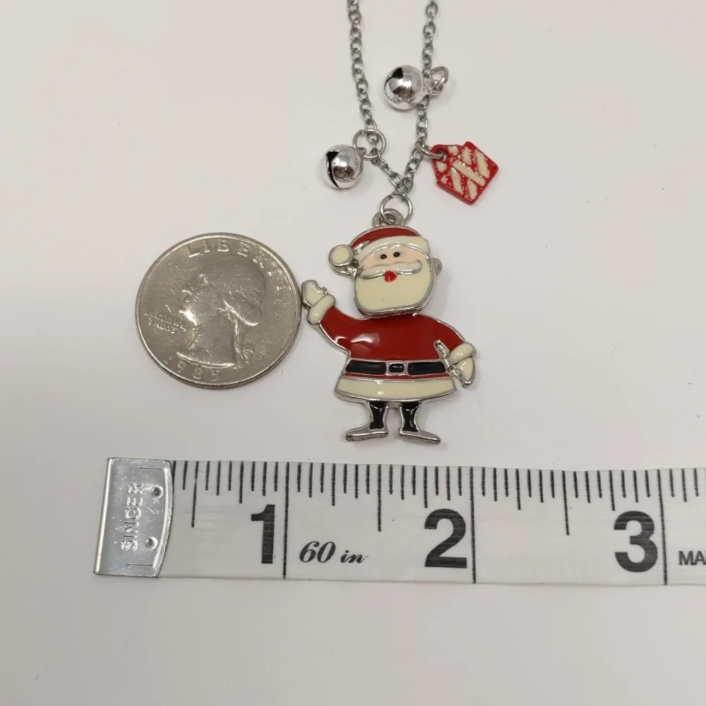 Girl's Santa Necklace Enamel Articulated Christmas Santa Claus